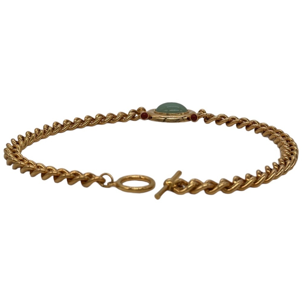 Vintage Elizabeth Taylor Avon Gold Faux Jade Cabochon Collar Necklace Jewelry - Picture 6 of 11